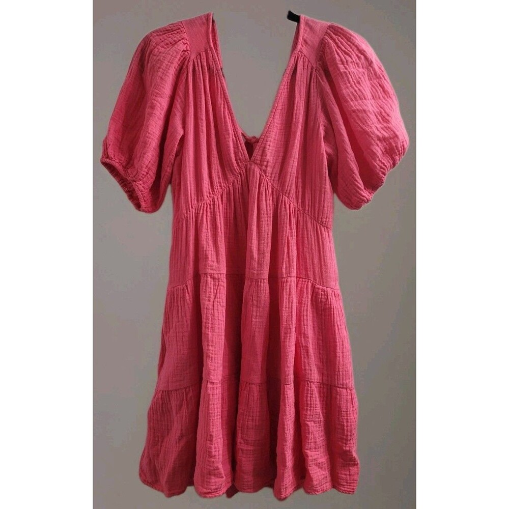 Xírena Nissa Mini Dress Pink Cotton Boho Tiered Summer Size Small Beach Vacation